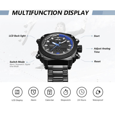 Đồng hồ điện tử kỹ thuật số thạch anh WEIDE WH7302 giờ chống thấm nước 