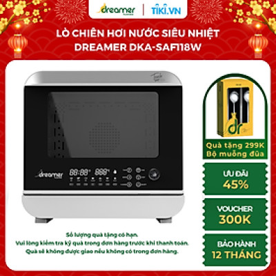 [Hàng Chính Hãng] Lò Chiên Hơi Nước Siêu Nhiệt DKA-SAF118W 18L Kết Hợp Chiên Và Hấp Hơi Nước, 14 Chức Năng Nấu, Màn Hình Cảm Ứng và Núm Xoay Tiện Lợi