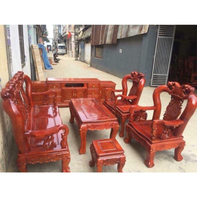 Bàn ghế minh quốc đào gỗ gõ tay 12