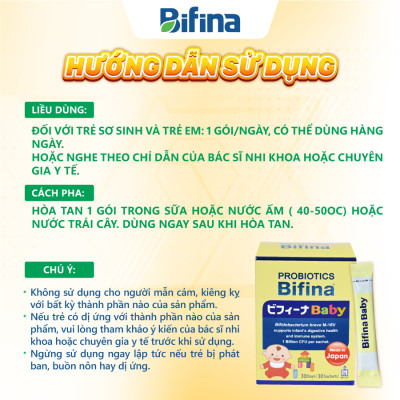 Men vi sinh Bifina Baby Nhật Bản – Hộp 30 gói – Hỗ trợ bổ sung lợi khuẩn cho trẻ sinh non, sinh mổ, dùng sữa công thức