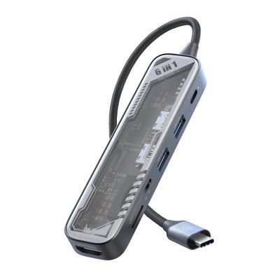 Hub Chuyển Đổi MicroPack EXPAND MDC-N6T 6 In 1 Kết Nối Type-C Thiết Kế Lộ Bo Mạch Bên Trong Nhìn Hiện Đại Phong Cách Hàng Chính Hãng