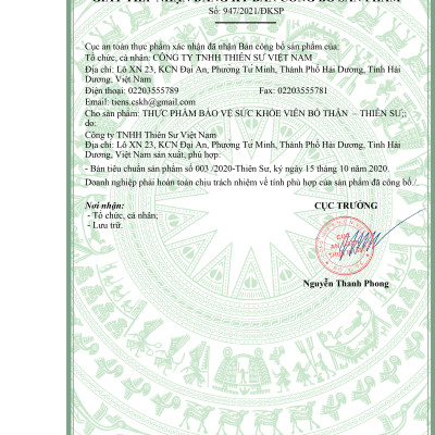 Thực Phẩm Bảo Vệ Sức Khỏe Thiên Sư - Viên Bổ thận - Bổ thận tráng dương tăng cường sinh lực