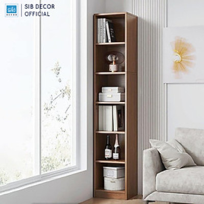 Tủ Sách Gỗ 6 Tầng Dài 30cm Màu Oak, Walnut Thương Hiệu SIB Decor KSG101