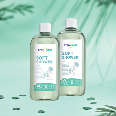 [DATE 04-2026]Combo 2 Sữa tắm, rửa mặt không xà phòng cho mọi loại da và da nhạy cảm Stanhome Soft Shower Gel Douche Corps Et Visage Tous types de peaux 740ML/chai