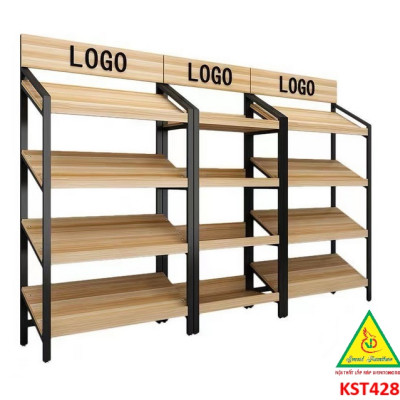 Kệ trưng bày sản phẩm, hàng hóa , kệ trang trí khung sắt mặt gỗ KST428 - NỘI THẤT LẮP RÁP VIENDONGADV
