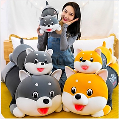 Thú nhồi bông chó husky lè lưỡi dễ thương - Size 90cm đến 1m1 - Quà tặng gấu bông chó husky êm mịn.