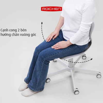 [Ghế Roichen WOW Minh Ngọc] Ghế chỉnh dáng ngồi đúng  có chân xoay Roichen - WOW Hàn Quốc màu nâu chân trắng