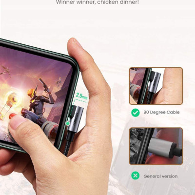 Ugreen UG60765US305TK 2M PD 20V 3A bẻ 90 độ MFI đầu lightning cáp USB type C ra Lightning bọc nhôm chống nhiễu màu đen - HÀNG CHÍNH HÃNG