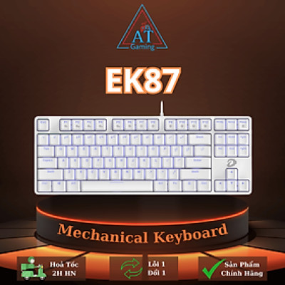 Bàn phím cơ Gaming DAREU EK87 WHITE (ICE-BLUE LED, Blue/ Brown/ Red D switch) - hàng chính hãng