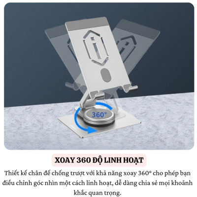 Giá đỡ hợp kim nhôm xoay 360 độ, gấp gọn điều chỉnh linh hoạt điện thoại máy tính bảng hiệu WIWU ZM107 cho iPhone iPad 16 15 11 12 13 Fold Flip S23 S24 - Hàng nhập khẩu