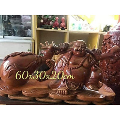 Tượng Gỗ Mỹ Nghệ Phật Di Lặc Kéo bao tiền to Kích thước dài 60cm x cao 30cm x Sâu 20cm  Anh Chị trưng phòng khách trong nhà , công ty ạ