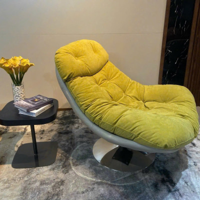 Ghế thư giãn Junosofa Sumi – Vải nỉ phối da, chân inox hiện đại