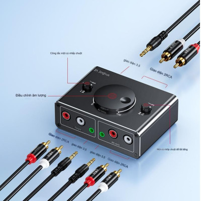 SOAIY Bộ Chia Âm Thanh 2 Chiều, Từ 1 Thiết Bị Ra 2 Loa, Tai Nghe Hoặc Từ 2 Thiết Bị Ra 1 Loa/ Tai Nghe JH-Q280 - Hàng Nhập Khẩu