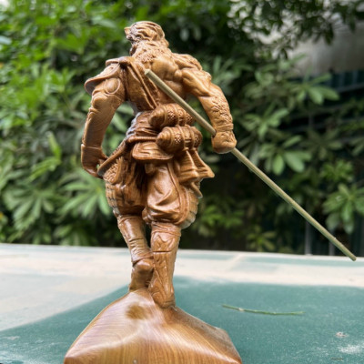 TƯỢNG TÔN NGỘ KHÔNG ( TỀ THIÊN ĐẠI THÁNH ) BẰNG GỖ  BÁCH XANH THƠM NỨC KT 20×8×6CM