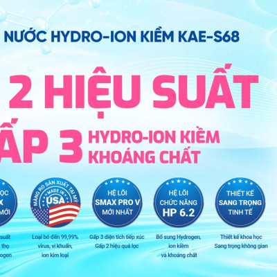 Máy lọc nước Hydro-ion kiềm 12 lõi Karofi S68, Điện phân trực tiếp, Giao trước lắp sau miễn phí, Bảo hành 36 tháng - Hàng chính hãng