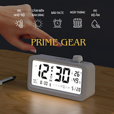 [ Tặng kèm pin ] Đồng hồ Báo thức Thông minh decor ánh sáng Đèn ngủ - Tích hợp Nhiệt kế ,Độ ẩm kế Đa năng