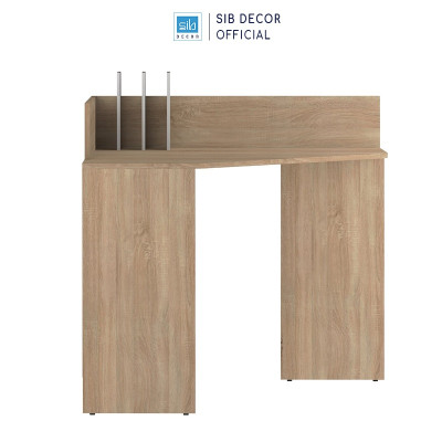 Bàn Làm Việc Góc Tường Màu Vân Gỗ Sồi Phối Trắng Đơn Giản Thương Hiệu SIB Decor BLV103