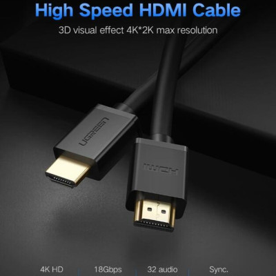Ugreen UG10106HD104TK 1M màu Đen Cáp tín hiệu HDMI chuẩn 1.4 hỗ trợ phân giải 4K * 2K 50hz - HÀNG CHÍNH HÃNG