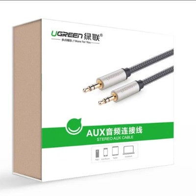 Ugreen UG40785AV125TK 10M màu Đen Cáp âm thanh 2 đầu 3.5mm dương đầu bọc kim loại cao cấp - HÀNG CHÍNH HÃNG