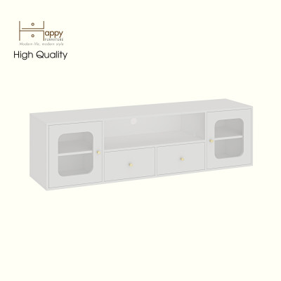 HAPPY FURNITURE , Kệ TV 2 cửa kính 2 ngăn kéo - NOAH , KTV_110 , 180cm x 45cm x 50cm DxRxC