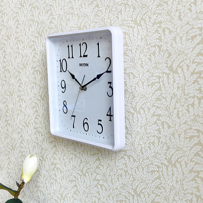 Đồng hồ treo tường Nhật Bản Rhythm CMG597NR03- Kt 25.2 x 25.2 x 4.3cm, 500g Vỏ nhựa. Dùng Pin