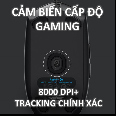 Chuột game có dây Logitech G203 Lightsync - Tùy chỉnh RGB, 6 nút lập trình, nhẹ, 8000 DPI, PC/Mac - Hàng chính hãng