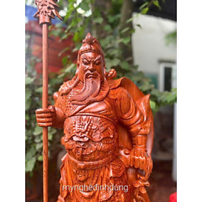 Tượng quan công trấn ải bằng gỗ hương đá quá  đẹp kt cao 100x37x24cm 