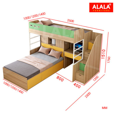 Giường tầng ALALA165 đa năng/ Miễn phí vận chuyển và lắp đặt/ Đổi trả 30 ngày/ Sản phẩm được bảo hành 5 năm từ thương hiệu ALALA/ Chịu lực 700kg