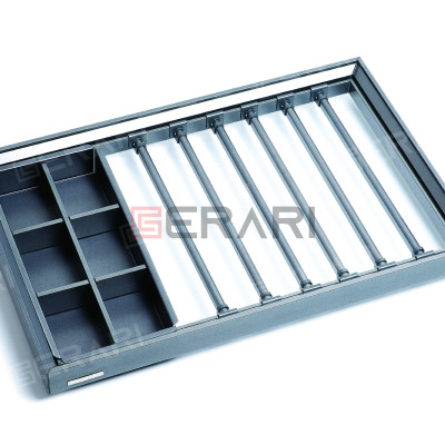 Phụ kiện của tủ áo (Giá vắt quần âu ray giảm chấn tích hợp khay để đồ trang sức, cà vạt mã GW002.800A thương hiệu Gerari)