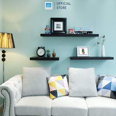 [Mua 4 giảm 20%] Kệ Thanh Ngang Rộng 20cm, Gỗ Dày 25mm Treo Tường Màu Đen SIB Decor Chiều Dài 40 Đến 120cm KT005
