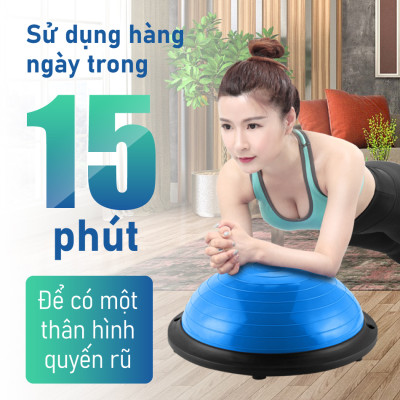BG Bóng tập YOGA bóng thăng bằng GREY  58x20cm kèm bơm bóng,Bosu Bóng Tập Cân Bằng Bosu tập thể dục,Bóng đẹp Yoga Tại Nhà Cao Cấp ( hàng nhập khẩu)