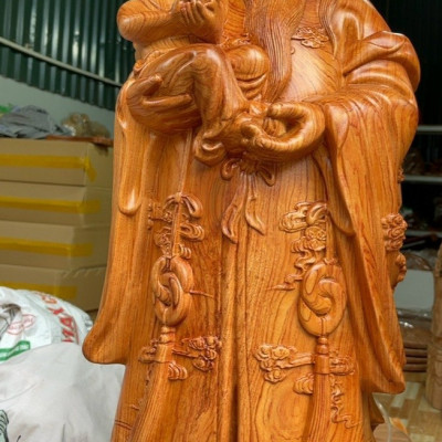 Bộ tượng phật tam đa phúc lộc thọ bằng gỗ hương đá kt cao 100×30×20cm