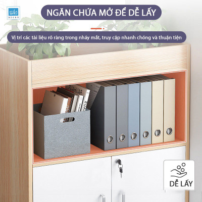 Tủ Gỗ Đựng Hồ Sơ Văn Phòng 2 Cửa Có Khóa, Hộc Tủ Mở Rộng Hiện Đại Thương Hiệu SIB Decor HS23