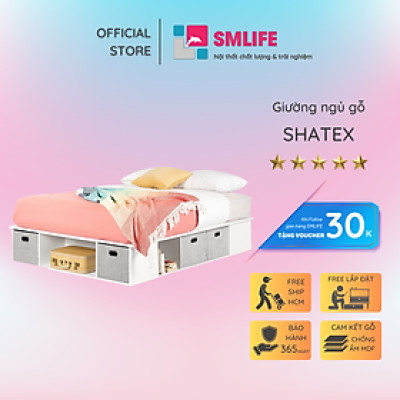 Giường ngủ cao cấp bằng gỗ cho gia đình SMLIFE Shatex