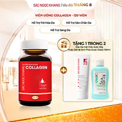 Viên uống đẹp da Collagen Sắc Ngọc Khang 120 viên thế hệ mới giúp sáng da, giảm nếp nhăn - đốm nâu, nuôi dưỡng và làm đẹp da , tóc, móng