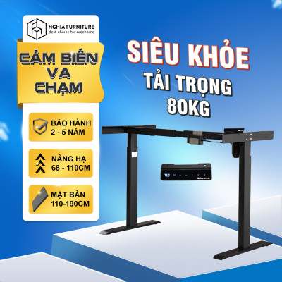 Chân bàn nâng hạ thông minh Nghia furniture Motor điện, Nâng hạ 60 - 125cm, trọng tải 150kg, cảm biến vật cản