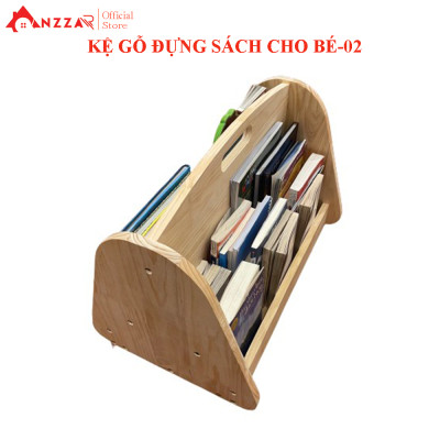 Kệ sách Anzzar 4 ngăn có bánh xe di chuyển tiện lợi chất liệu gỗ thông nhập khẩu an toàn cho bé KS-02