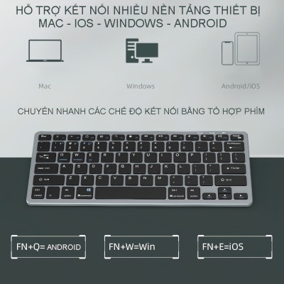 Bộ Bàn phím chuột không dây mini W616 - pin sạc - đa kết nối bluetooth 5.0 + 3.0 + Usb wireless 2.4G hàng nhập khẩu
