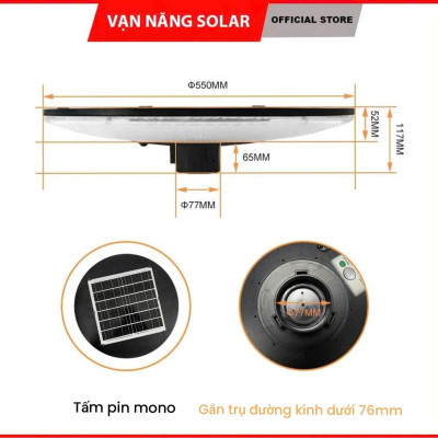 Đèn năng lượng mặt trời sân vườn UFO 3 màu kim cương