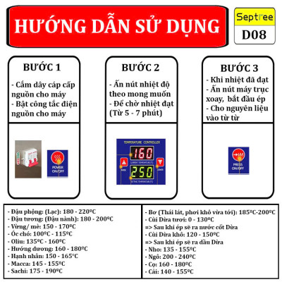 [ Hàng nhập khẩu] Máy ép dầu ăn thực vật công nghiệp, dùng cho hộ kinh doanh, nhà hàng, khách sạn, Thương hiệu Mỹ cao cấp Septree - D08