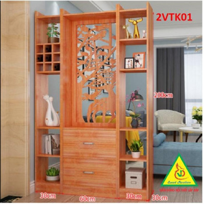 Tủ kệ trang trí kiêm vách ngăn phòng khách , nhà bếp 2VTK01 - Nội thất lắp ráp Viendong Adv