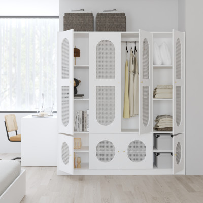 HAPPY FURNITURE , Tủ quần áo 8 cửa mở - MAY , TCM_248 , 180cm x 54cm x 200cm DxRxC