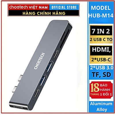 Hub chuyển Choetech HUB-M14 7in 2 dùng cho Macbook- Hàng chính hãng