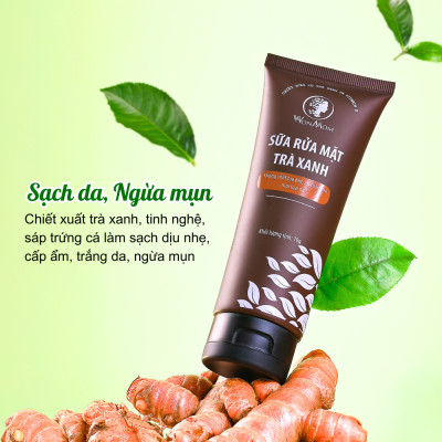 Bộ làm sạch và dưỡng trắng da mặt Wonmom (1 sữa rửa mặt hữu cơ+ 1 kem nghệ tươi)