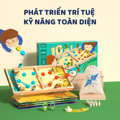 Cờ búng xuyên lỗ đối kháng bằng gỗ cao cấp Mideer 10 in 1 Carrom Board Game , đồ chơi trí tuệ cho bé