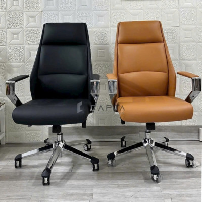 Ghế văn phòng Giám Đốc Nội thất Capta CM4498-P Ghế Lãnh đạo cao cấp nệm da pvc màu đen và nâu bò chân ghế hợp kim nhôm xoay nâng hạ độ cao tại tp hcm