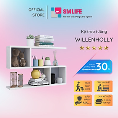 Giá sách treo tường bằng gỗ hiện đại SMLIFE Willenholly