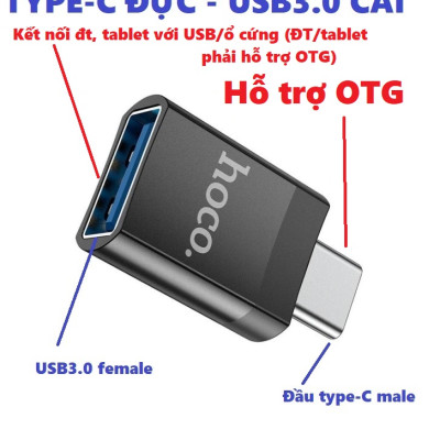 [ Type C  Adapter ] Đầu chuyển type C sang USB 3.0  / iP hỗ trợ OTG cho điện thoại tablet laptop hoco UA17 _ hàng chính hãng