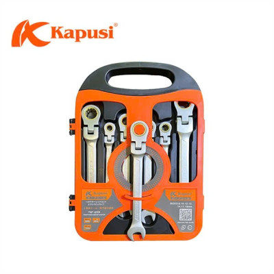 Bộ cờ lê vòng miệng tự động đảo chiều hãng KAPUSI TOOLS Nhật Bản 7 chi tiết mã k7732