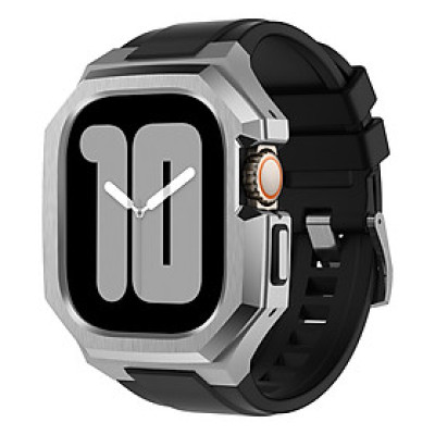 Ốp Case Vỏ Thép Không Gỉ bảo vệ tích hợp dây đeo Fluororubber cho Apple Watch Ultra / Apple Watch Ultra 2 49mm - Hàng Chính Hãng